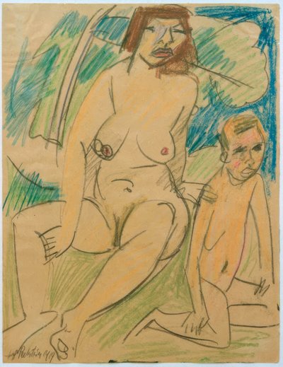 Donna nuda con bambino da Max Pechstein