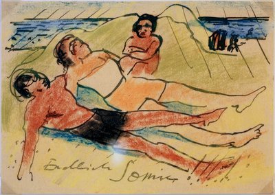Prendere il sole sulla spiaggia da Max Pechstein