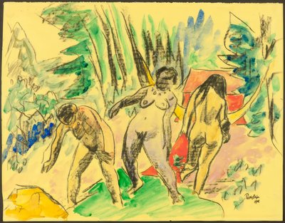 Tre nudi nella foresta da Max Pechstein