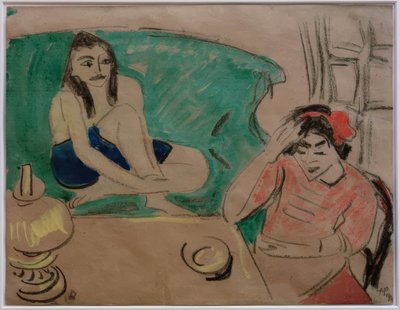 Due ragazze al tavolo da Max Pechstein