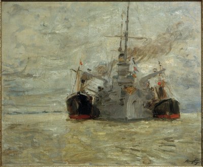 Nave da guerra che carica carbone nel porto di Amburgo da Max Slevogt