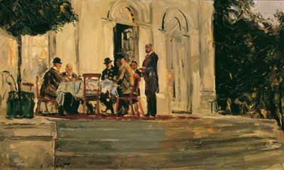 Cena sulla terrazza della Badenburg nel parco del castello di Nymphenburg da Max Slevogt