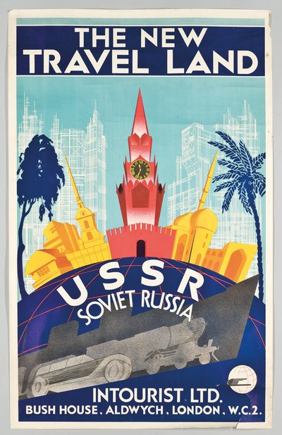 Poster che pubblicizza i viaggi in Russia sovietica con l