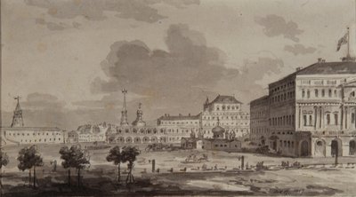 Cremlino di Mosca prima della costruzione del Gran Palazzo del Cremlino da Maxim Nikiphorovich Vorobyev
