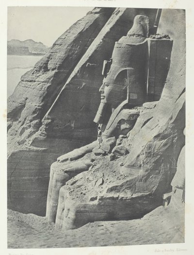 Ibsamboul, Colosso Orientale del Tempio di Phrè, visto di profilo, Nubia da Maxime Du Camp