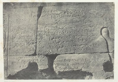 Iscrizione demotica, Grande Tempio di Iside a File, Nubia, 1849-51, stampato 1852 da Maxime Du Camp