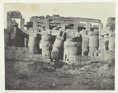 Palais de Karnak, Salle Hypostyle Prise au Nord, Thèbes, 1849-51, stampato 1852 da Maxime Du Camp