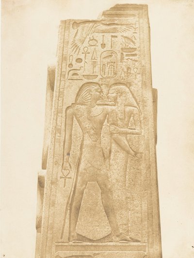 Pilastro del Santuario di granito del Palazzo di Karnak Bassorilievo che rappresenta il Faraone ..., 1849-50 da Maxime Du Camp