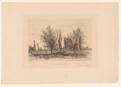 Paesaggio con prato e vista su una città da Maxime François Antoine Lalanne (signed by artist)