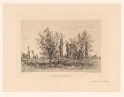 Paesaggio con prato e vista su una città da Maxime François Antoine Lalanne (signed by artist)