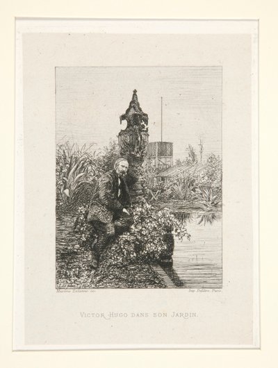 Victor Hugo nel suo giardino, pl. 12 dalla suite Chez Victor Hugo da Maxime Lalanne