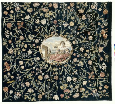 Copritavolo con la personificazione di Flora e un motivo floreale da Maximiliaan van der Gucht (possibly)