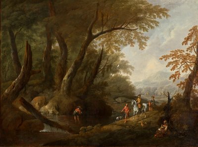 Paesaggio boschivo con acqua a sinistra da Maximilian Joseph Schinnagl