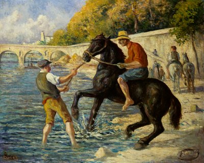 Cavalli che si bagnano nella Senna, 1910 da Maximilien Luce