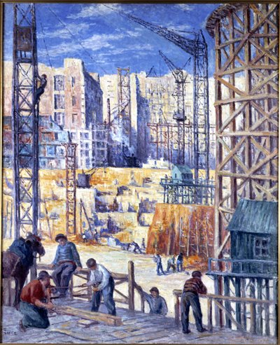 Cantiere a Parigi, quai de Passy, 1907 da Maximilien Luce