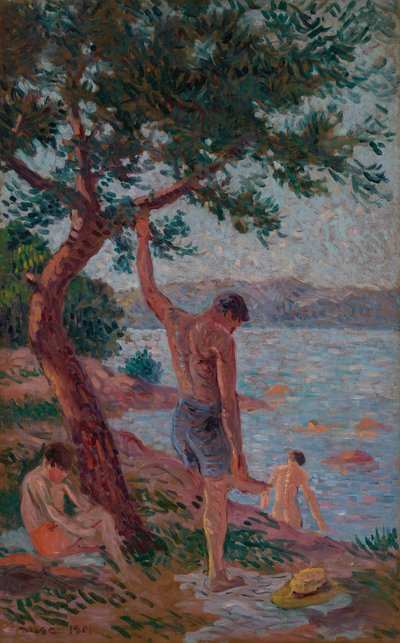 Saint-Tropez, bagnanti sotto la pineta da Maximilien Luce