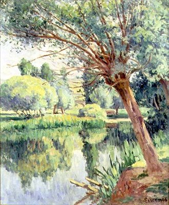 Il presbiterio e il salice sulla riva del fiume da Maximilien Luce