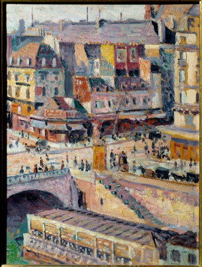 Il Ponte Saint Michel e il Quai des Orfèvres. Olio su carta marouflé su isorel. Dipinto di Maximilian Luce (1858-1941) da Maximilien Luce