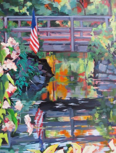 Riflessi sul ponte della bandiera americana da Maxine Shore