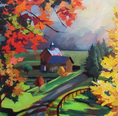 La strada autunnale che porta al fienile da Maxine Shore