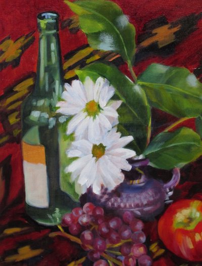 Frutta e margherite in bottiglia da Maxine Shore