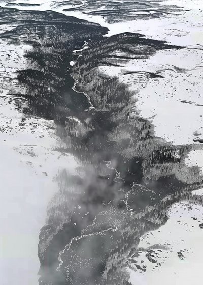 Il tortuoso fiume invernale da May Hilma