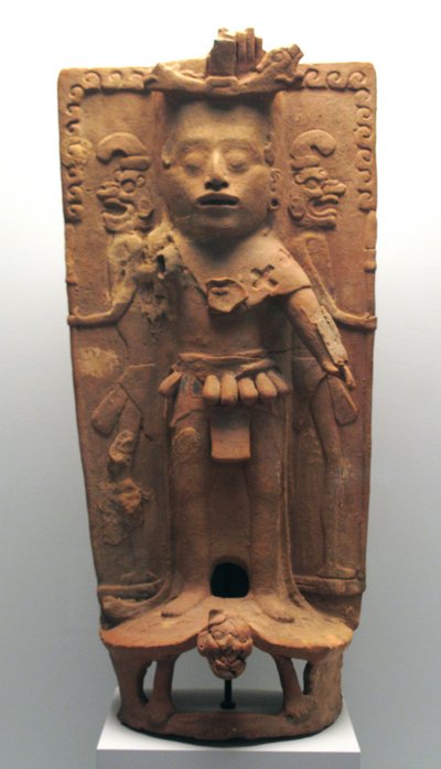 Bruciatore di incenso a forma del dio del mais su una tartaruga, Penisola dello Yucatan settentrionale, periodo postclassico, 900-1000 d.C. da Mayan