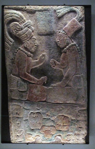 Due uomini seduti, El Chicozapote, Usumacinta, Periodo Classico Tardo, 600-900 d.C. da Mayan