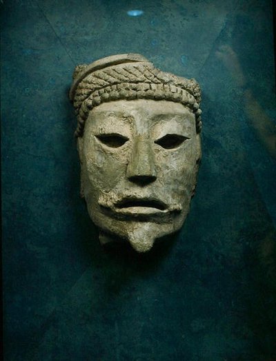 Maschera funeraria, Comalcalco, Tabasco, Messico (stucco) da Mayan Mayan