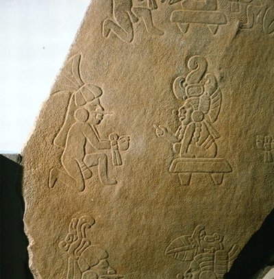 Lastra incisa con figure umane, da Kaminaljuyu, Guatemala, Periodo Classico Antico (250-600) da Mayan Mayan
