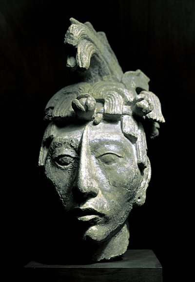 Testa di guerriero (scultura, circa 683) da Mayan Mayan