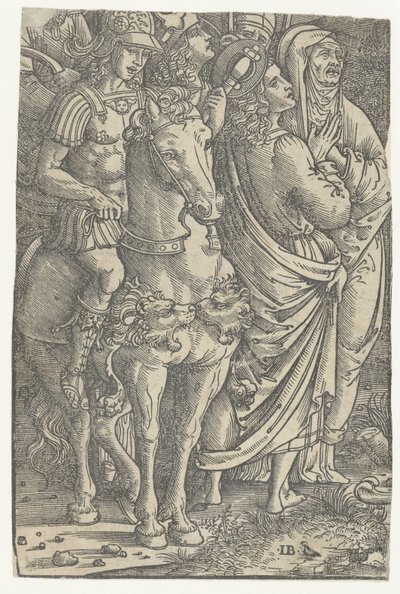 Frammento di una Crocifissione con Giovanni Evangelista, Maria e soldati da Meester IB met de vogel