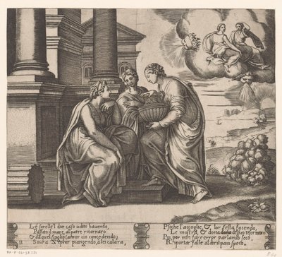 Psiche visitata dalle sue sorelle (Storia di Amore e Psiche) da Meester van de Dobbelsteen