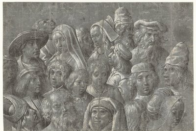 Studi di teste di uomini, donne e bambini da Meester van de Dood