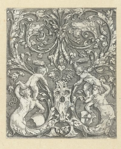 Ornamento con due bambini e un teschio di cavallo da Meester van de Paardenhoofden