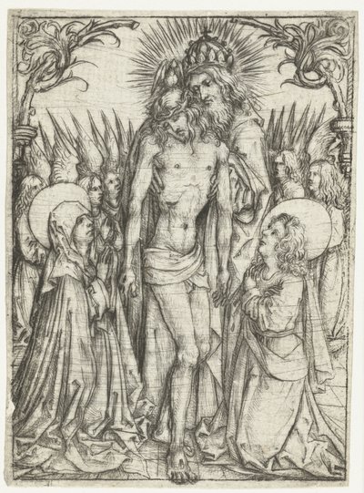 Adorazione della Santissima Trinità da parte di Maria, Giovanni Evangelista e angeli da Meester van het Amsterdamse Kabinet