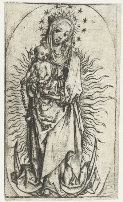 Madonna con corona di stelle e rosario sulla falce di luna da Meester van het Amsterdamse Kabinet