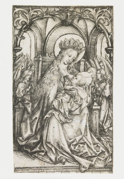 Madonna in trono adorata dagli angeli da Meester van het Amsterdamse Kabinet
