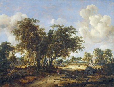 Paesaggio boscoso con cottage, 1665 da Meindert Hobbema