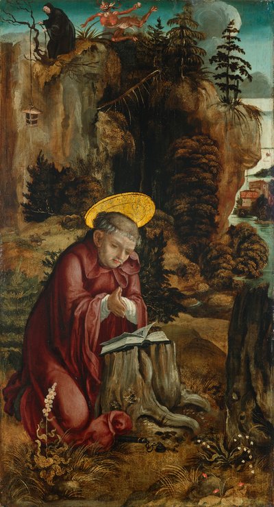 San Benedetto davanti alla grotta di Subiaco da Meister des Innerochsenbacher Annenaltars