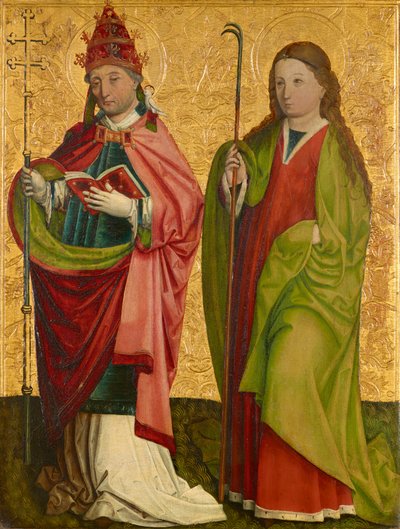 Ala destra del cosiddetto trittico di Pretschlaipfer: Santi Gregorio e Agata (interno); Santi Erasmo e Barbara (esterno) da Meister von Großgmain (Werkstatt)