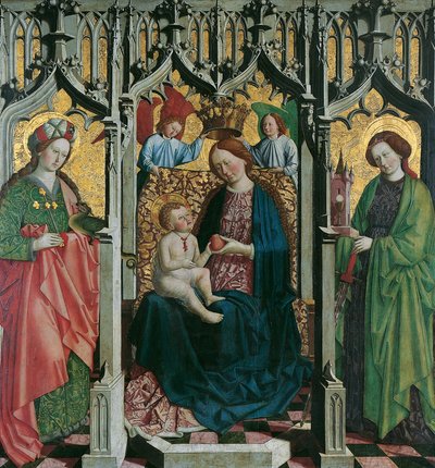 Maria in trono con i santi Margherita e Barbara (fronte); Uomo dei dolori in ornamento a tralci (retro) da Meister von Uttenheim