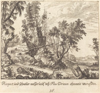Fiume Draun da Melchior Küsel after Johann Wilhelm Baur