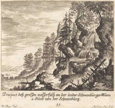 Grande cascata, Schwanburg da Melchior Küsel after Johann Wilhelm Baur