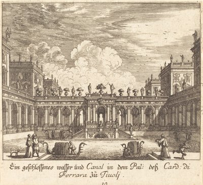 Palazzo e canale, Cardinale di Ferrara, Tivoli da Melchior Küsel after Johann Wilhelm Baur