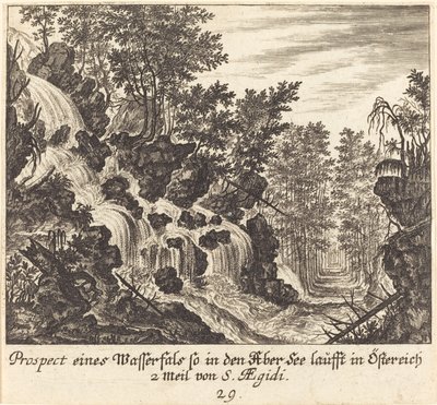 Vista di una cascata, Austria da Melchior Küsel after Johann Wilhelm Baur