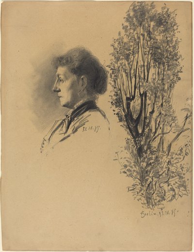 Una donna di profilo e un albero in fiore da Melchior Lechter