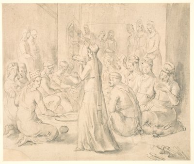 Un gruppo di donne turche che cenano da Melchior Lorck
