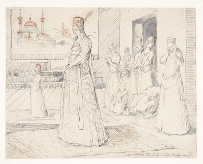 Un gruppo di donne turche in preghiera da Melchior Lorck