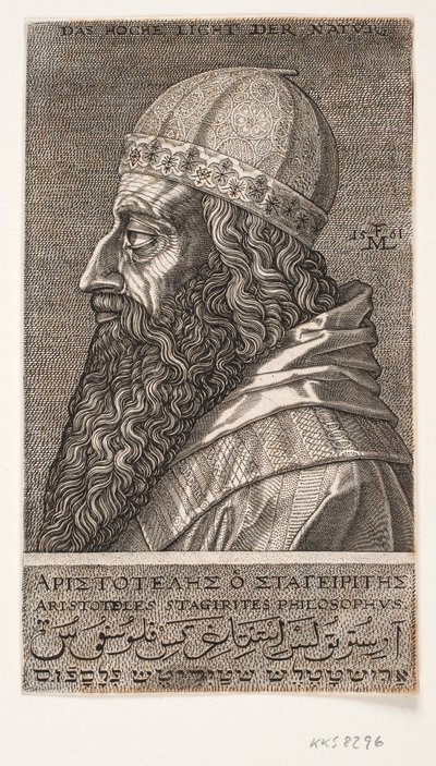 Aristotele, ritratto a mezzo busto, profilo verso sinistra da Melchior Lorck